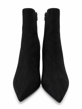Black Suede Pointed Toe Ankle Boots - Women